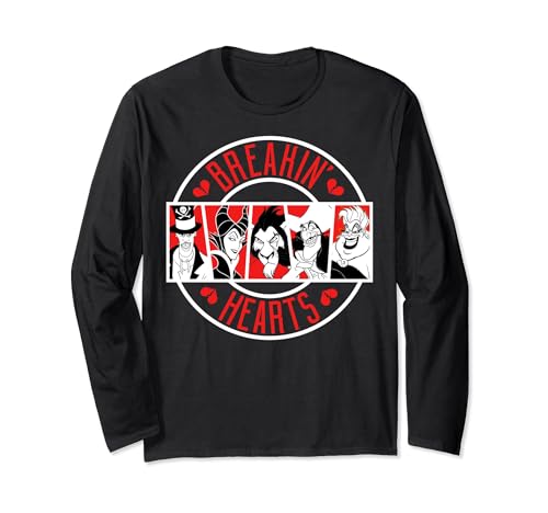 T-shirt long sleeve Disney Villains imprimé graphique Breakin Hearts noir