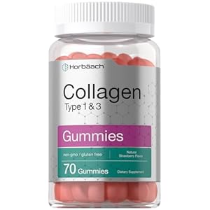 Horbäach Collagen Gummies | 70 Count | Strawberry Flavored Gummy | Hydrolyzed Collagen Type 1 and 3 | Non-GMO, Gluten Free