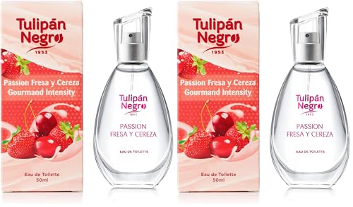 Tulipán Negro - Agua de Colonia Unisex, Fresa y Cereza, 50 ml (Paquete de 2)