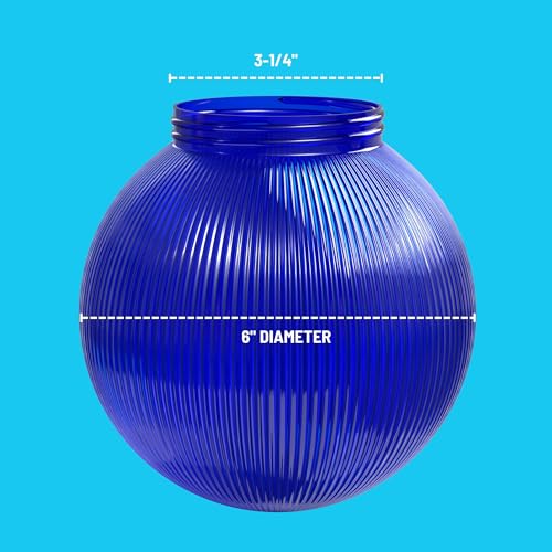 Image of KASTLITE Blue Ribbed 6 inch Acrylic Festival Globe, 3.25 inch Threaded Neck