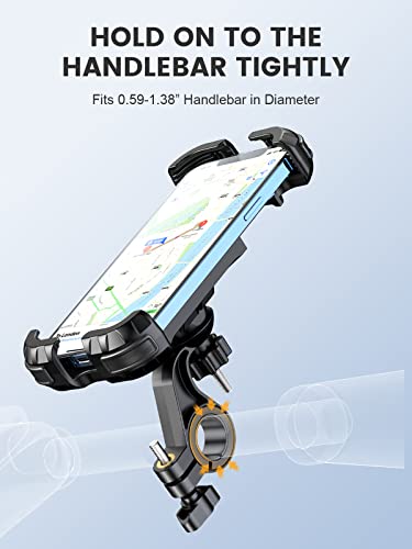 Ibytoc Motorcycle Phone Mount, Upgrade [Full Protection] [Security Lock] Bike Phone Mount 360° Rotatable, Phone Holder For Bicycle, Scooter, Handlebar, Widely Compatible With Cellphones (4.7-6.8”) #TOP3