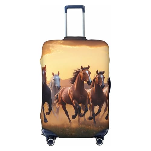 Running Horses Elastic Travel Luggage Cover, Washable Spandex Suitcase Protector, Anti-Scratch Fits 18-32 Inch