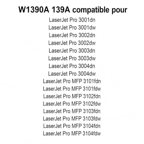 Toner W1390A 139A compatible avec HP LaserJet Pro 3001dn 3002dw noir 2 packs