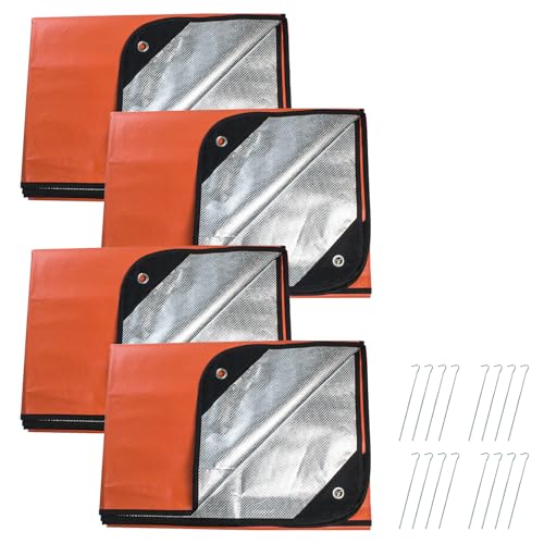 Image of 4 Pack Upgrade Survival Blanket - Insulated Thermal Reflective Tarp - 60 inch x 82 inch. All-Weather, Reusable Emergency Blanket for Car or Camping, Orange