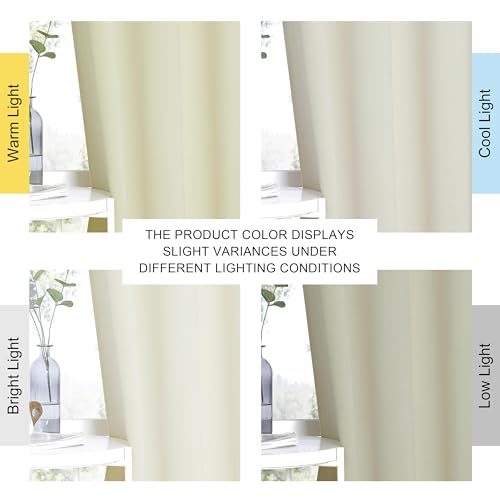 NICETOWN Blackout Living Room Curtain 102 inch Length - Grommet Thermal Insulated Cold & Heat Blocking Window Treatment Sound Reducing Drape for Bedroom (Beige, 1 Piece, W66 x L102)