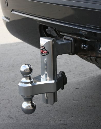 Trimax Trz8Al 8" Premium Aluminum Adjustable Hitch With Dual Hitch Ball And T5 Receiver Lock, Polished Aluminum #TOP2