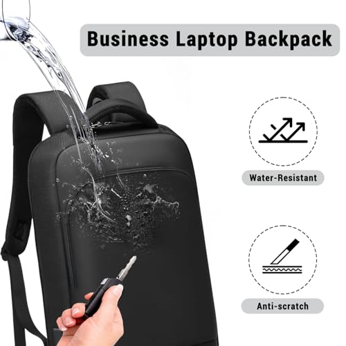 Slim Laptop Backpack for Men, Business Backpack with Charging Port, Tech Backpack for 15.6 inch Laptop for Work Office (Black 01)2