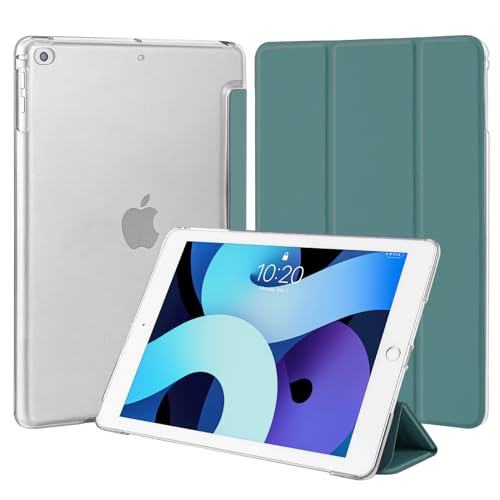 4UBonLife Funda para iPad 9,7 Pulgadas 6.ª/5.ª Generación 2018/2017, para iPad Air 1/ Air 2 Cover Protectora Carcasa Rígida Delgada Ligera con Trasera Translúcido Cubierta, Verde Noche