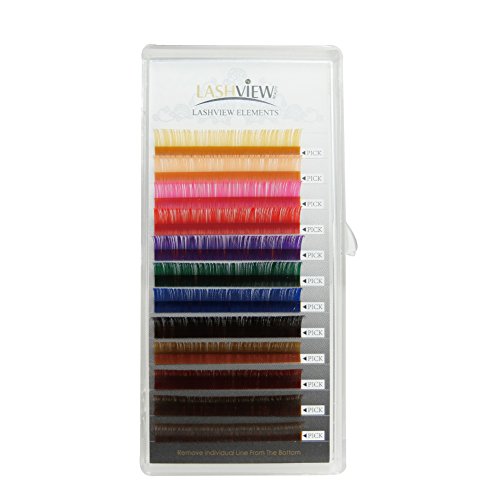 LASHVIEW 0.20mm C Curl 10mm Individual Eyelash Extensions Rainbow Color Lashes Multi-Colored