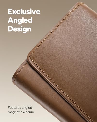 YESIIW Premium Genuine Leather Wallet for Men - Pop up Slim wallet for 7-9 Card Capacity | 1 ID Window | Cash Slot - Smart Mens Wallet Card Case with RFID Blocking - Thin, Front Pocket (Brown)2