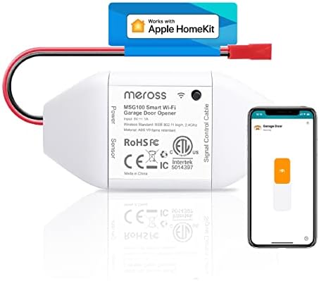 Meross Smart Garage Door Opener Remote, Compatible with Apple HomeKit, Amazon Alexa, Google Assistant, SmartThings, Multiple Notification Modes, No Hub Needed