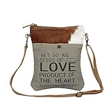 Myra Bag Fond Stamp Vintage Purses for Women - Small Canvas Crossbody Bag, Womens Western Purse with Genuine Leather Detailing and American Retro Design, Casual Vintage Handbags for College, Everyday