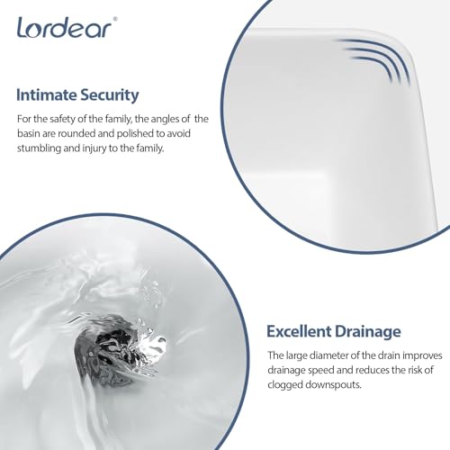Lordear Bathroom Vessel Sink 19"x15" Rectangle Sink Above Counter White Porcelain Ceramic Modern Vanity Sinks Art Basin with Faucet Hole Black Faucet and Black Pop-Up Drain for Bathroom