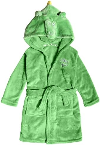 Kumary Toddler Boys Bathrobes,Kids Boys Animal Plush Bathrobe Dinosaur Hooded Flannel Sleep Robe 2-7 Years
