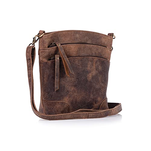 Bolso bandolera de cuero para mujer miniatura 5