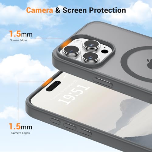 vnnink for iPhone 16 Pro Max Case,Magnetic Matte Military Grade Drop Protection Translucent Cell Phone Cover - Slim Rugged Durable Shockproof Bumper Case-Gray - image 6
