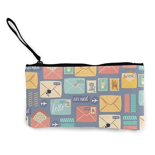 Preisvergleich Produktbild Gpedadf13 Unisex Postbriefpapier Reißverschluss Leinwand Geldbörse Geldbörse, Schminktasche, Handytasche mit Griff