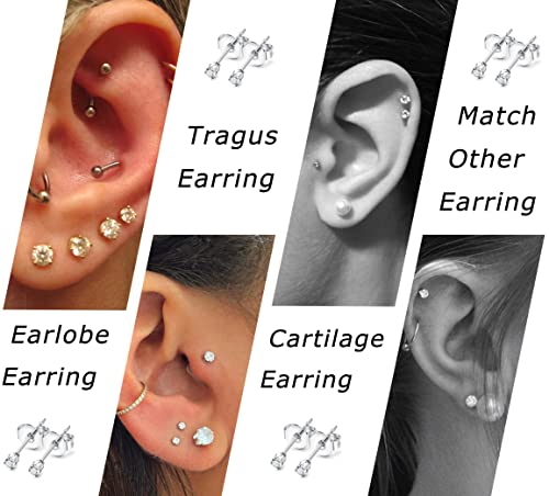 LOLIAS 18-24 Pairs Tiny Stud Earrings Small Stainless Steel Cartlidge Ear Studs Set for Multiple Piercing Hypoallergenic 2MM CZ Earrings for Men Women Mini Round Ball Earrings 20G4