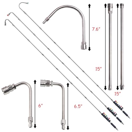 Xiny Tool Pressure Washer Extension Wand, 10 Pack Power Washer Lance with 6 Atomization Nozzle Tips,1 Gutter Cleaner Attachment Curved Rod, 1/4" Quick Connect, 4000 PSI by Xiny Tool - Image 2