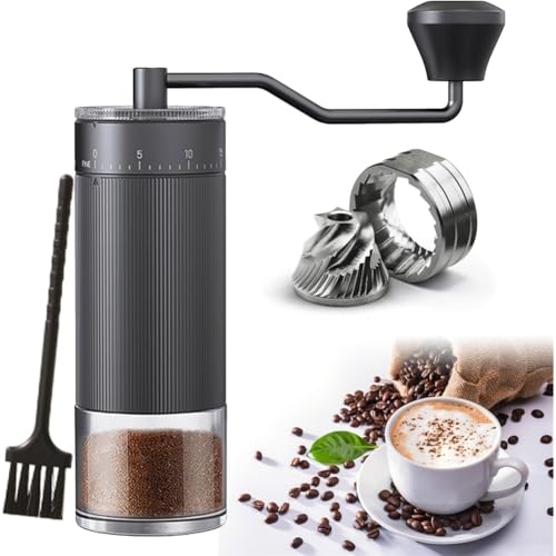 Ounfhtrttk Molinillo de Café Manual Portátil con Muelas Cónicas de Acero Inoxidable CNC, 40 Ajustes, Ideal para Viajes, Oficina y Hogar.