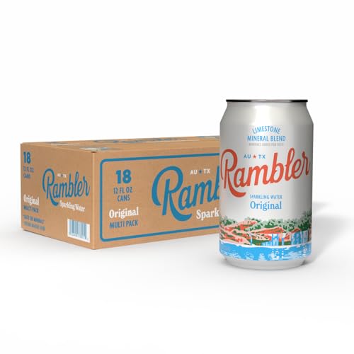 Image of AUTX RAMBLER Sparkling Water, Texas Limestone Mineral Blend, Original Flavor, 12-Ounce Cans, 18-Pack