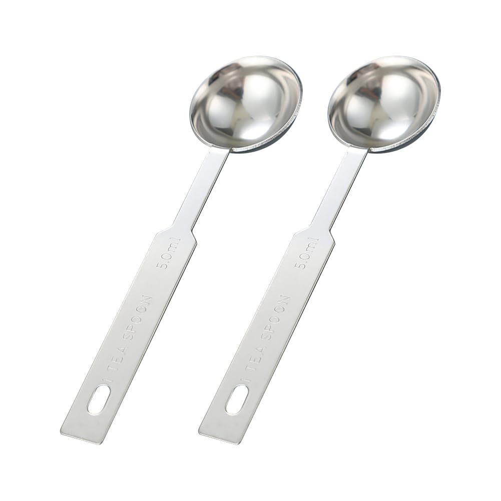 Hugede Silver 2 Pcs 5Ml Stainless Steel Measuring Spoons Kitchen Measure Tablespoons Small Measurement Teaspoons Baking Coffee Spoons Dry Ingredient Measuring Scoops For Cooking