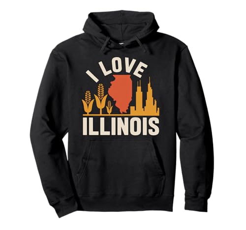 I Love Illinois Cornfields Skyline Icono Sudadera con Capucha