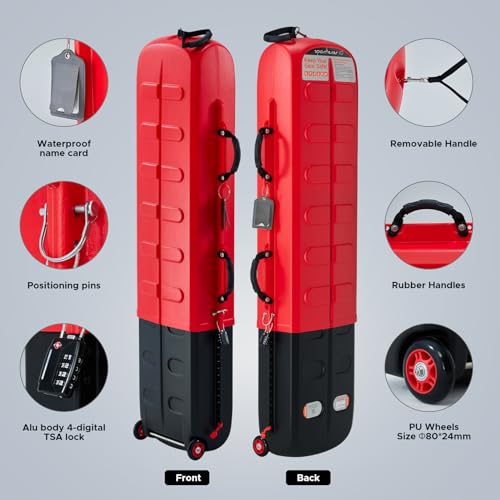 XCMAN Ski Case for Air Travel Hard Storage Portable Cart Case Waterproof Suitable for Snowboards,Fishing Rods, Water skis,Spearfishing,Golf Tools 124L