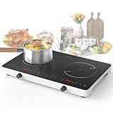 VBGK Double Induction Cooktop,110V 4000W Induction Stove Top Portable Induction Cooktop 2 Burner with Knob Control,20 Power Levels,Child Safety...