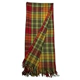 Tartan Fall Plaid Wool Blanket - Scottish Winter Throw (Buchanan Autumn)