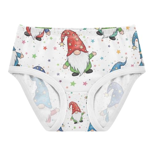 Cute Gnomes Colorful Stars White Underwear for Girls, Toddler Panties, Girls Underwear Cotton, 2–8 Years