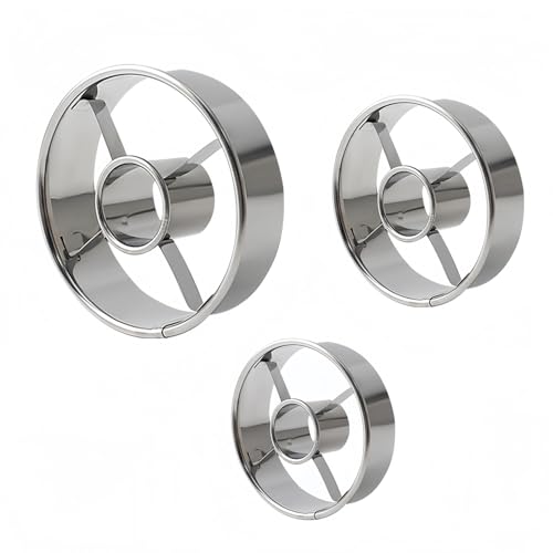 Zhenghebuy Runde Ausstechformen,3 Stück Edelstahl Ringe Keks Ausstecher Set,DIY Backen Form,Kreis Backen Ring Formen,Donut Ausstecher Ring,Keksform,Formen für Doughnuts,Kekse,Gebäck