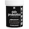 Sports Research Daily Probiotics with Prebiotics, 60 Billion CFU - Vegan Capsules for Gut Health & Digestive Support, Probiotics for Women & Men - Non-GMO Verified & Gluten Free - 30 Count