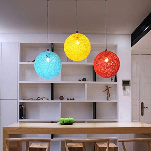 Suspension E26 E27 restaurant de lampe suspendue colorée en rotin