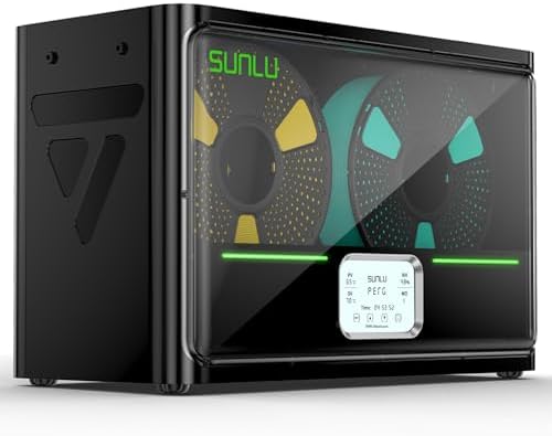 SUNLU Ufficiale Essiccatore Filamento 3D S4, 2026 Nuova 4-Bobine Scatola Asciutta per Filamento Stampante 3D, Potenziato Controllo Auto dell'umidità/Riscaldamento Rapido/Equilibrio Temperatura, Nero