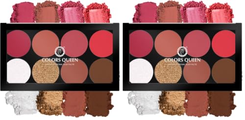 Image of Colors Queen Ultra Professional Blush Palette with Shimmer Highlighters and Contour | Highly Pigmented & Easy to Blendable Shades | Lightweight Blush and Highlighter Palette (Shade - 03) (Pack of 2)