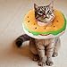 Adjustable Pet Neck Donut, Cartoon Hamburger Cone Collar, 9.4 X 10.6 in, Soft for Cats & Small Dogs, Post-Surgery Protection and Recovery Head Cover