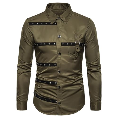 Camisa gótica de alta tendencia europea con acabados de sastrería premium