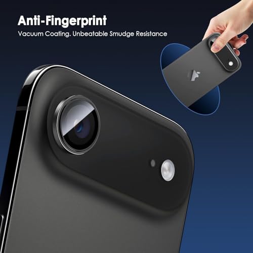 Image of Skinomi Camera Lens Protector Compatible with iPhone 17 Air, [Anti-Scratch] Premium Tempered Glass Film Aluminum Alloy Lens Ring Cover- Black Titanium
