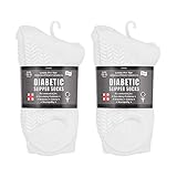 Diabetic Socks Unisex - Men's and Women Non Skid Hospital Loose Fitting Design, Physician Approved Slipper Socks with Gripper Bottoms 6 Pack Gripper Socks (White - Skid 3, 13-15)
