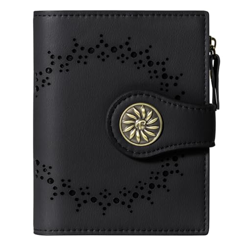 Small Wallets Woman Leather Bifold RFID Blocking Card Holder Wallet with Zipper Coin Pocket