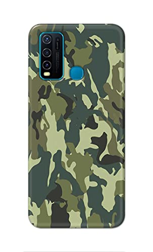 Image of Printed Hard Back Cover Case for Vivo Y30 Back Cover (Green Army Camouflage) -1803