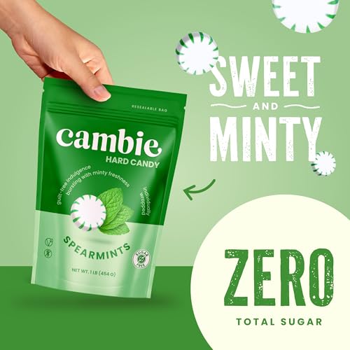 Image of Cambie Sugar Free Hard Candy, 1 lb of Sugar Free Candy Individually Wrapped, Spearmint (Pack of 3)