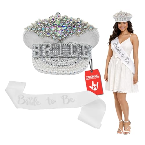 Nicky Bigs Novelties Morph White Sequin Captain Bride Hat Bride
