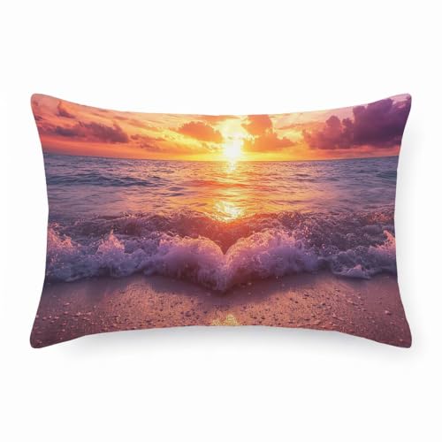 Housse coussin extérieur imperméable 40x80 en lin double face avec zip invisible - 2