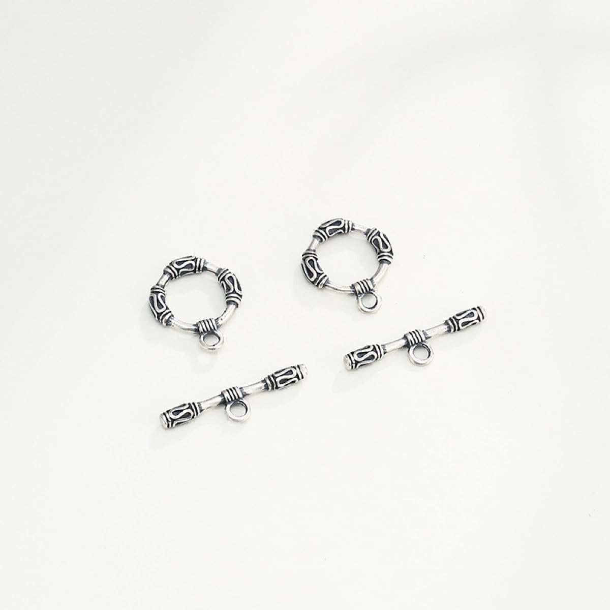 1 Set Thai Sterling Silver Toggle Clasps Ring Connector OT Clasps for Jewelry Making Findings Bracelets Necklace DIY Crafts Handmade Jewelry for Women