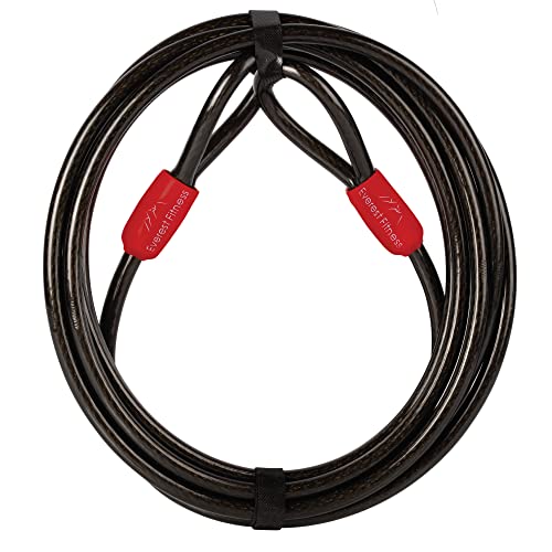 Everest Fitness Cable Lock - 16.4 Ft In Length Security Bike Locks With Loops - Heavy Duty Anti Theft Plastic Coated Steel Cable #TOP22