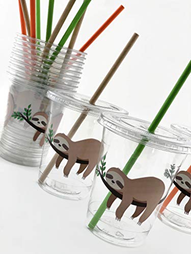 Sloth Party Plastic Disposable Cups Tropical Jungle Safari Birthday (12 Set) #TOP1