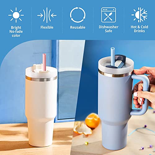 Silicone Straw Replacement for Stanley 40 oz 30 oz Tumbler Cup, 6 Pack Reusable Straws with Cleaning Brush for Stanley Adventure Quencher Travel Tumbler, Straw for Stanley Accessories - Thumbnail 5