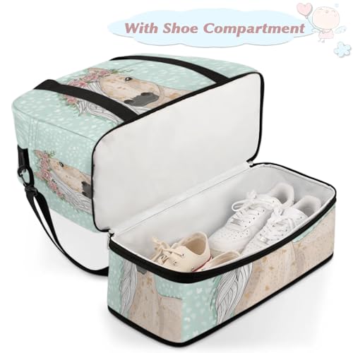 Flower Horse Foldable Travel Duffel Bag, Expandable Sports Gym Bag with Shoes Compartment Weekender Overnight Totes Bags for Women Men4